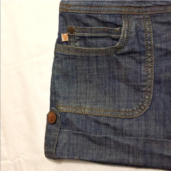 Vintage Frankie B. Blue jean Denim collared button up sleeveless romper Jumpsuit - Picture 5 of 12